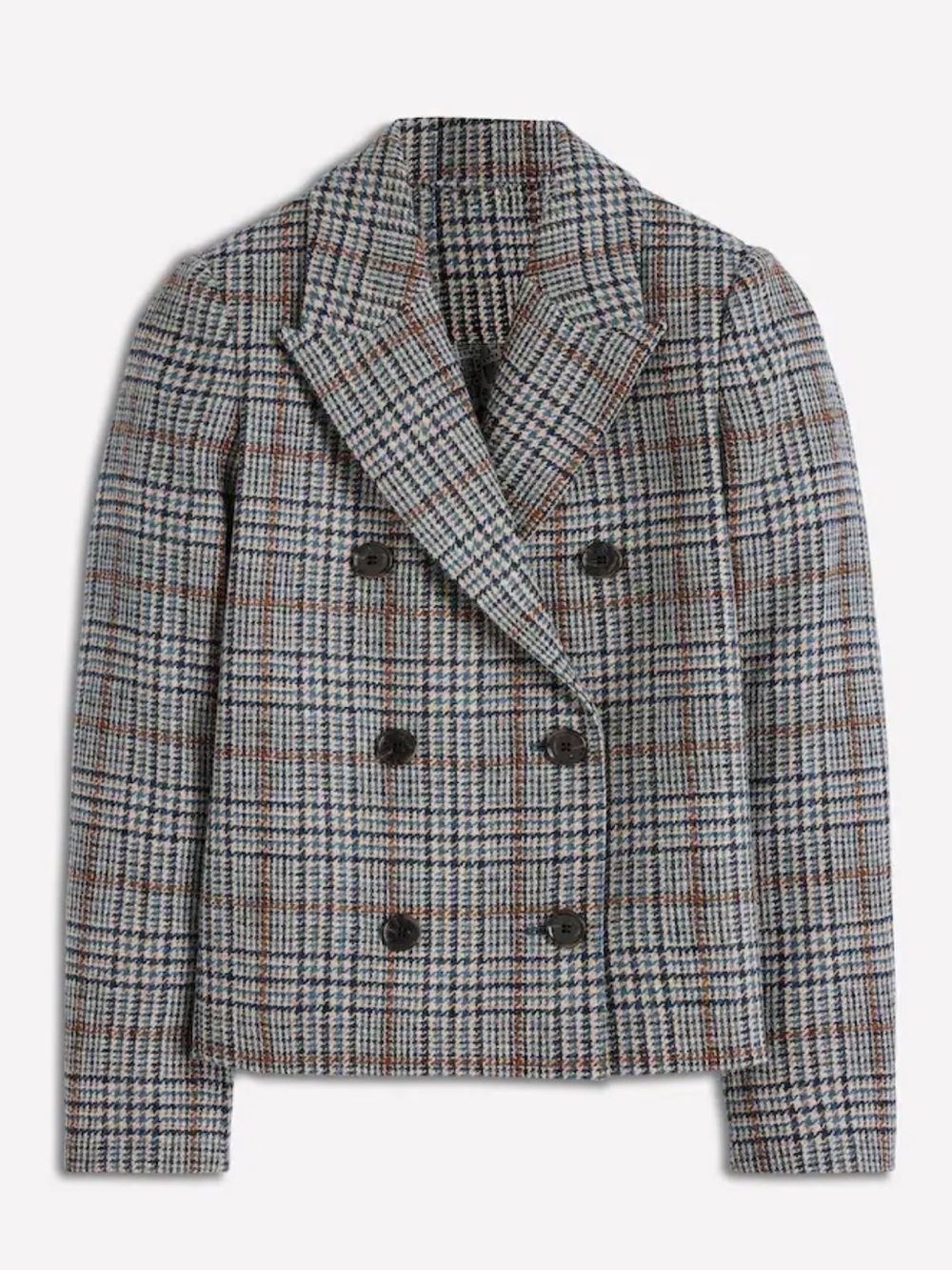 Boden NWT Double Breasted Women’s Blazer Blue and Grey Prince of Wales Size 10